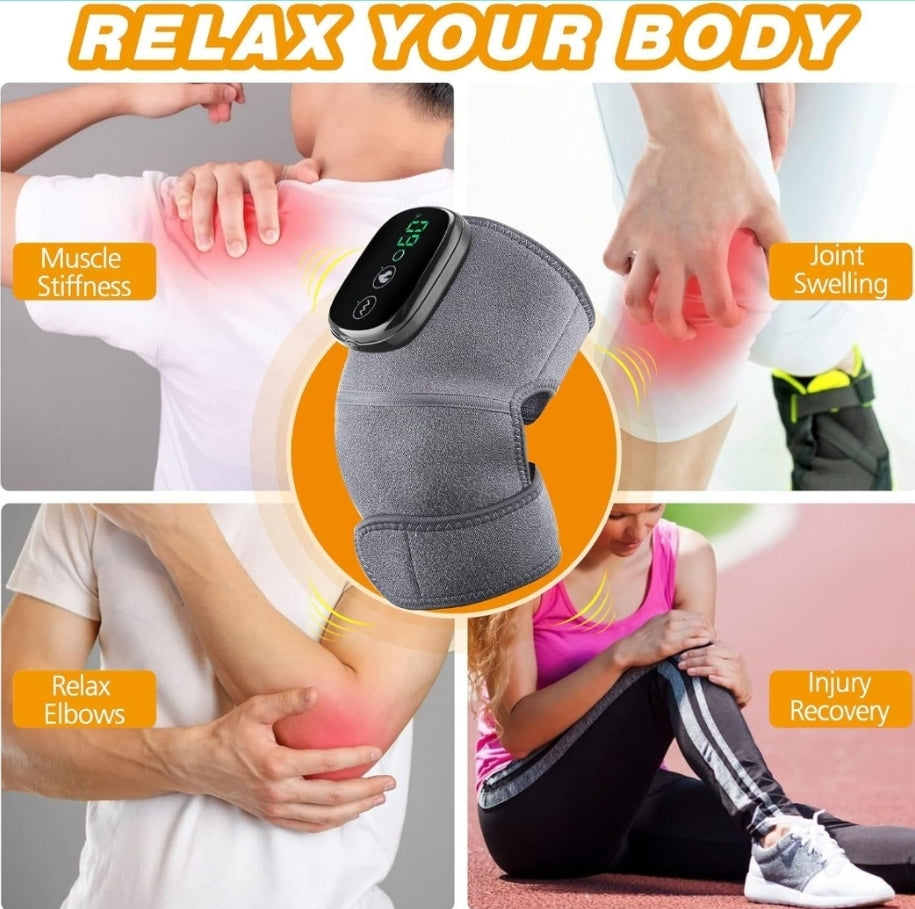 3 in 1 Knee Massager, Hot Compress Knee/Elbow/Shoulder Massager to Relieve Joint Pain with 3 Modes